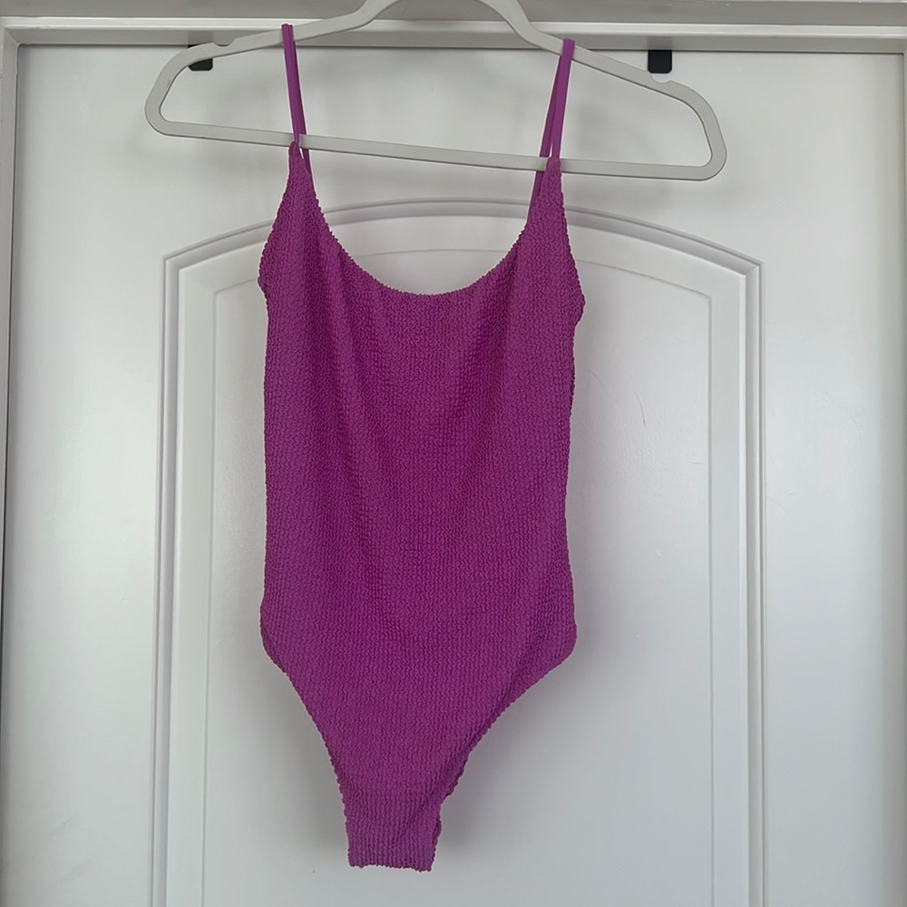 Purple one piece swim suit
